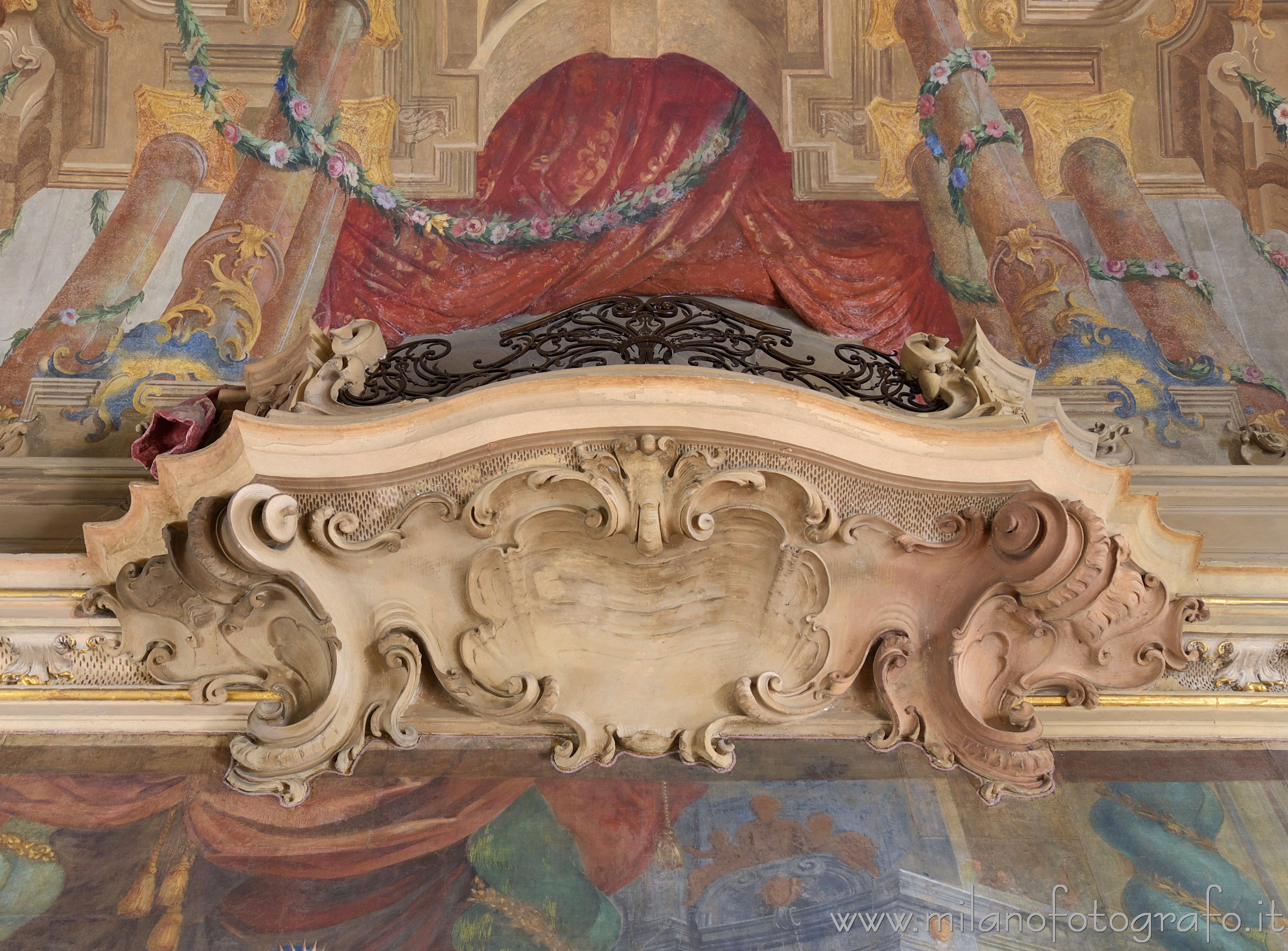 Milan (Italy) - Fake balcony in the main hall of Palace Visconti